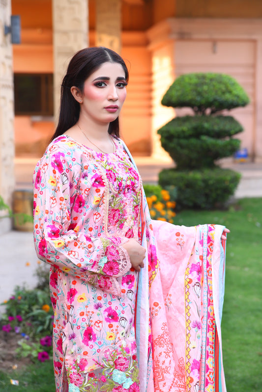 Light Pink - Digital Print Lawn 3PC