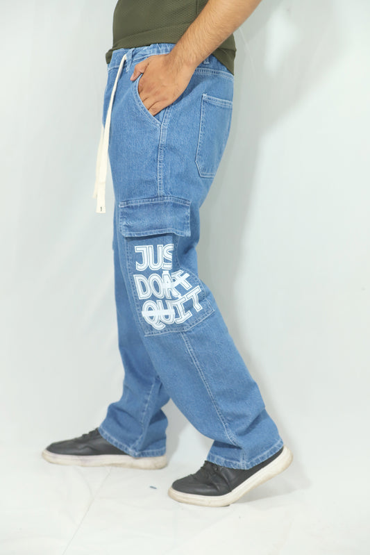 Men's Denim Printing Cargo Jeans – "Just Don't quit"
