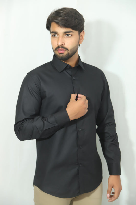 Men's Classic Black Dress Shirt – Sleek & Timeless