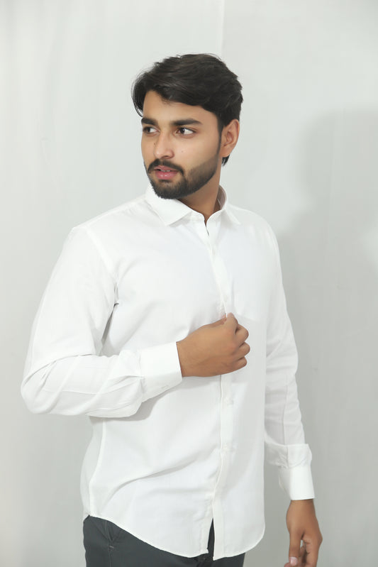Men's Classic White Dress Shirt – Sleek & Timeless